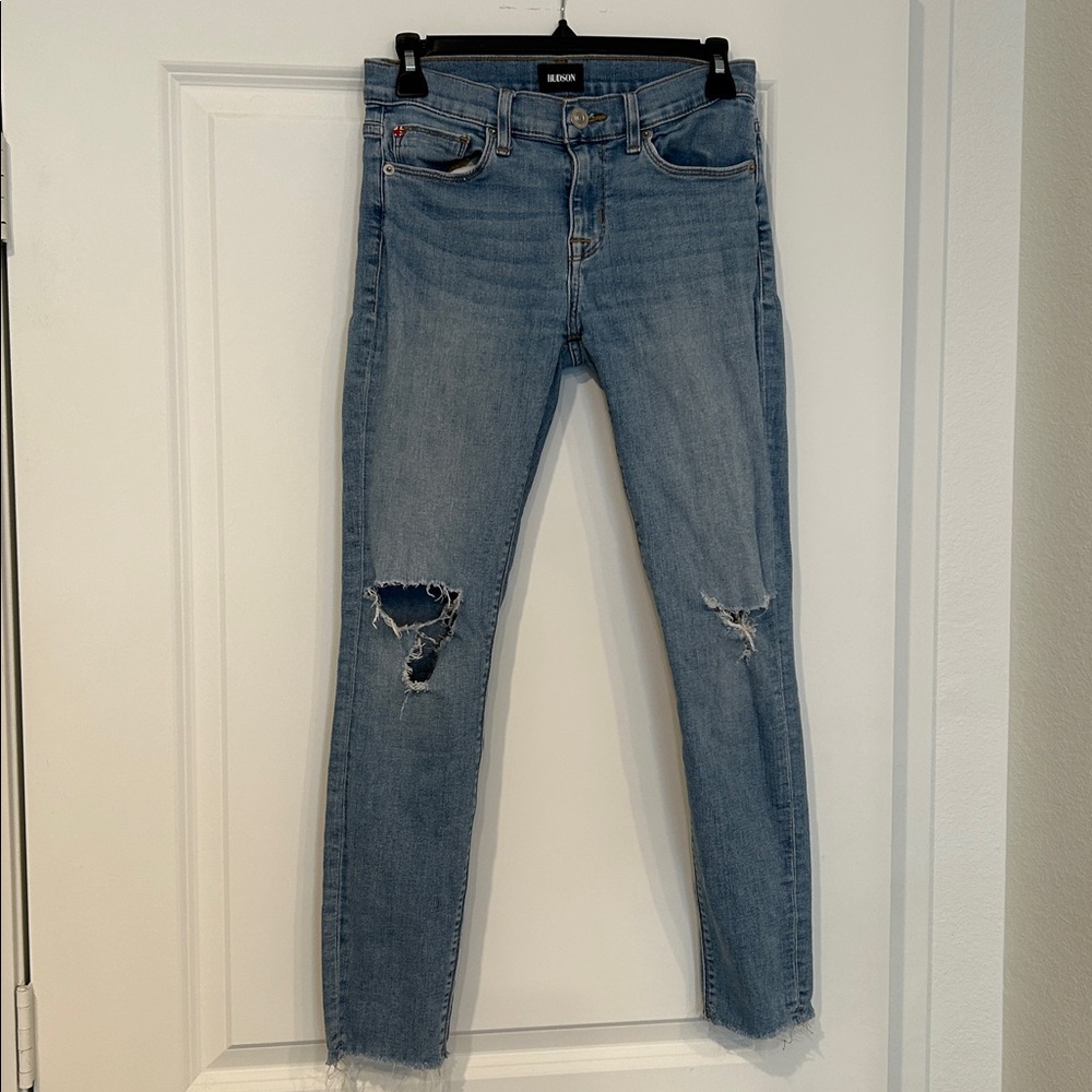 Hudson Distressed Natalie Super Skinny Jeans